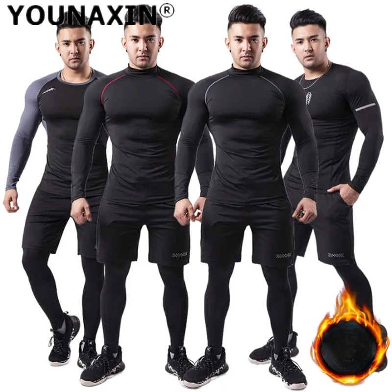 Setelan Olahraga Hangat Pria 3 - T Shirt Tight Fit ulasan dan harga